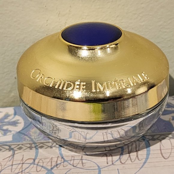Vintage Guerlain Orchidee Imperiale Cream Container with gold Tone Metal Lid #2 - Picture 1 of 10